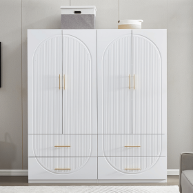 74" H Wardrobe Closet with 2 Doors Wood Armoire Wardrobe Closets Cabinet Wardrobe Cabinet White Storage Cabinet Bedroom Armoires with Hanging Rod (size: YG-19)