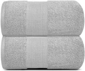 Resort Collection Soft Bath Sheet Towels 2 Pack inch Oversize Large Luxury Hotel Plush & Absorbent Cotton Bath Sheet (Color: Dolphin Grey)