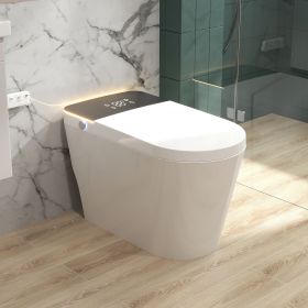 Smart Bidet Toilet with Built-in Bidet Seat, Heated Seat, Tank, Remote Control, Foam Shield, Foot Sensor, Warm Water, One-Piece Toilet for Bathro (Feature: 740-Good)