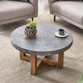 Modern Gray Texture MDF Round Coffee Table - 31.4 Diameter.A Modern Retro Circular Coffee Table With A Diameter Of 31.4 Inches, Made Of MDF Mater (Option: Gray)