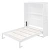 Full Size Murphy Bed Wall Bed with Shelves, White