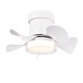 21 Inch Ceiling Fan With 3 Color Temperatures Light And Remote Control DC Motor Powerful And Low Noise Small Space Ceiling Fan For Kitchen Bedroo (Option: Matte White)